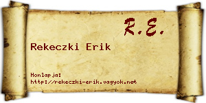 Rekeczki Erik névjegykártya